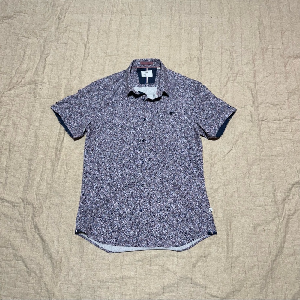 7 Diamonds 4 Way Stretch Woven Short Sleeve Button Shirt Mens Size S Floral